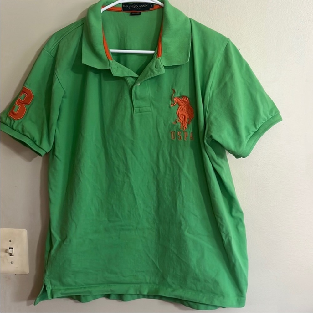Men’s L polos U.S. Polo Assn. Large bundle lot of 3 purple green golf shirts - Picture 5 of 6